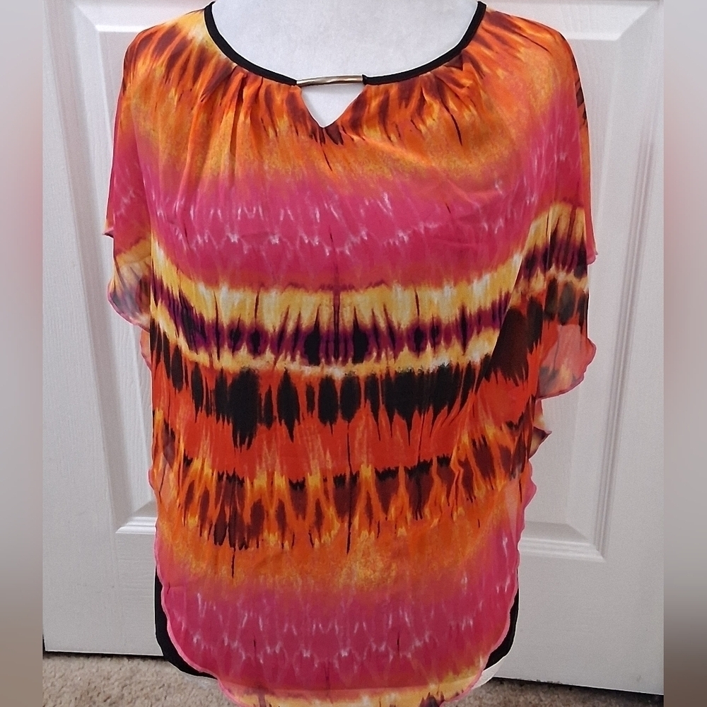 Cocomo Semi Sheet Tie Dye Poncho Top. Size S